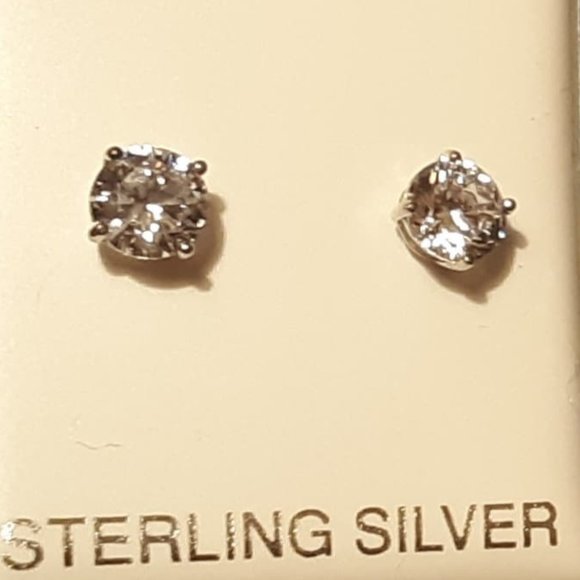 2 PAIRS .925 Sterling Silver CZ Diamond Stud Earrings * 1 DAY SALE * - Picture 3 of 12